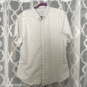 Shark pattern button down short sleeve shirt